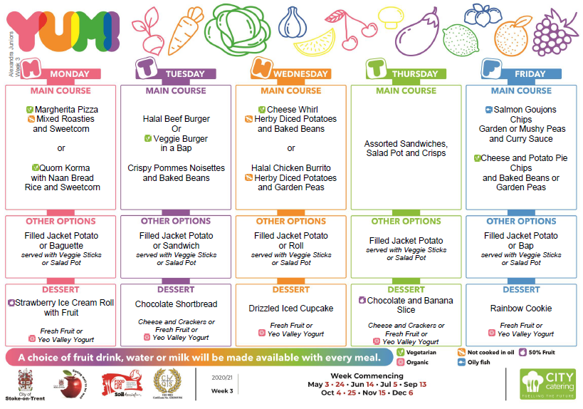 Lunch Menus | Alexandra Junior School